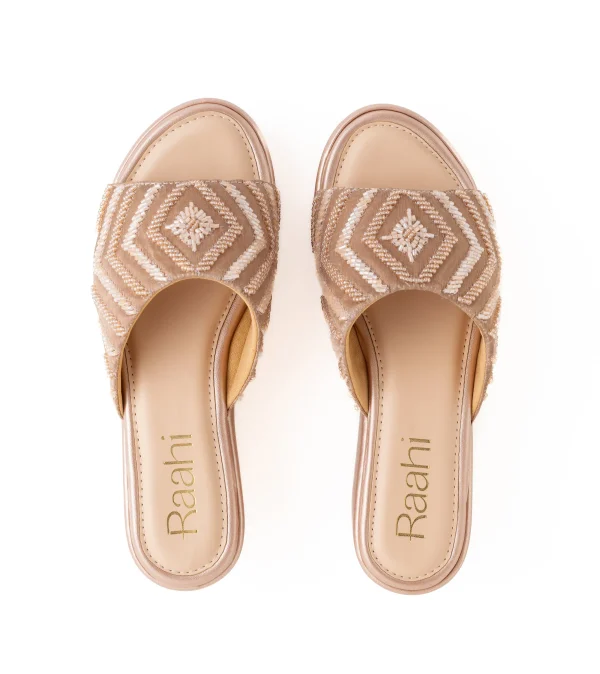 Raahi Soles- Square Tan Platform Wedge
