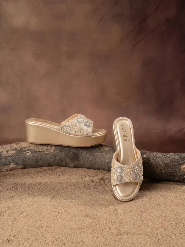 Raahi Soles- Champagne Gold Platform