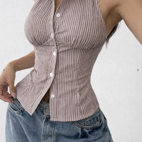 Screenshot 2026-07-15 at 7.45.10 PM Off Duty- Stripe Moment Halter Shirt